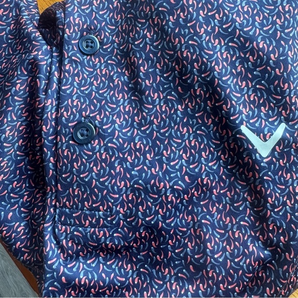 Callaway Golf Polo Shirt Mens Large All Over Print Peppers Opti Dri Stretch Navy - Picture 6 of 6